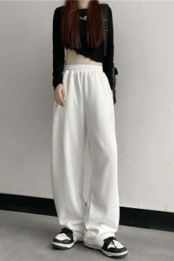 Y2K Dark Grunge Wide Leg Sweatpants - Retro 90s Fashion, Gothic Y2K, Summer Y2K Outfits