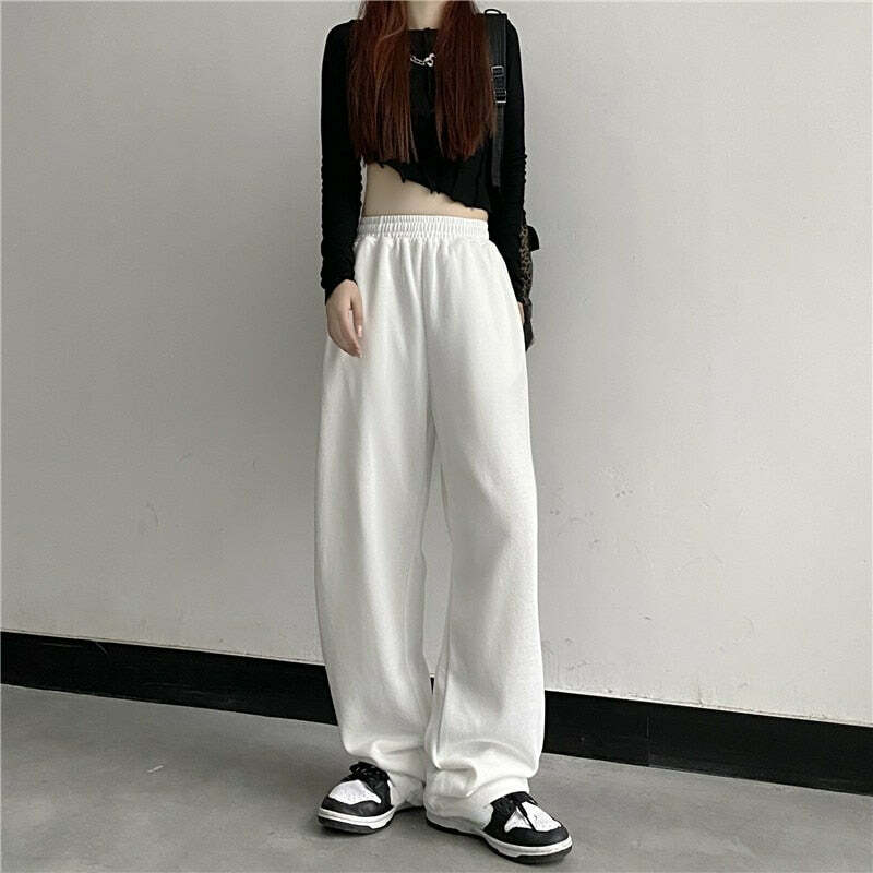 Y2K Dark Grunge Wide Leg Sweatpants - Retro 90s Fashion, Gothic Y2K, Summer Y2K Outfits