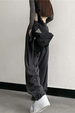Y2K Dark Grunge Wide Leg Sweatpants - Retro 90s Fashion, Gothic Y2K, Summer Y2K Outfits
