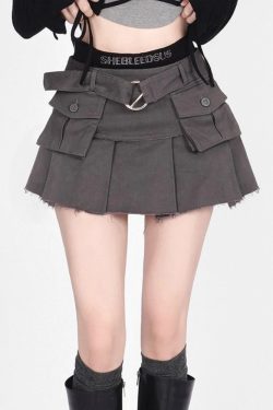 Y2K Denim Cargo Skirt - 90s Grunge, Retro Summer Outfit, Y2K Fashion, Pastel Goth Style