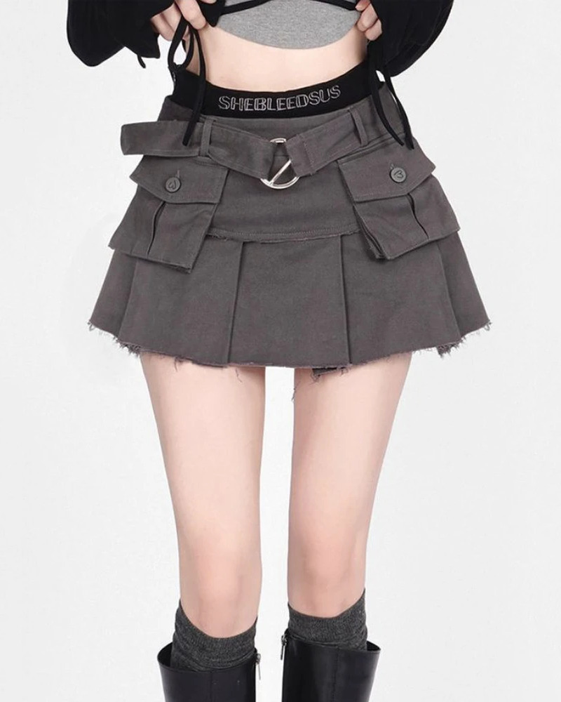 Y2K Denim Cargo Skirt - 90s Grunge, Retro Summer Outfit, Y2K Fashion, Pastel Goth Style