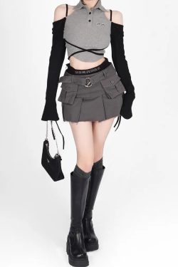 Y2K Denim Cargo Skirt - 90s Grunge, Retro Summer Outfit, Y2K Fashion, Pastel Goth Style