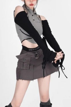 Y2K Denim Cargo Skirt - 90s Grunge, Retro Summer Outfit, Y2K Fashion, Pastel Goth Style
