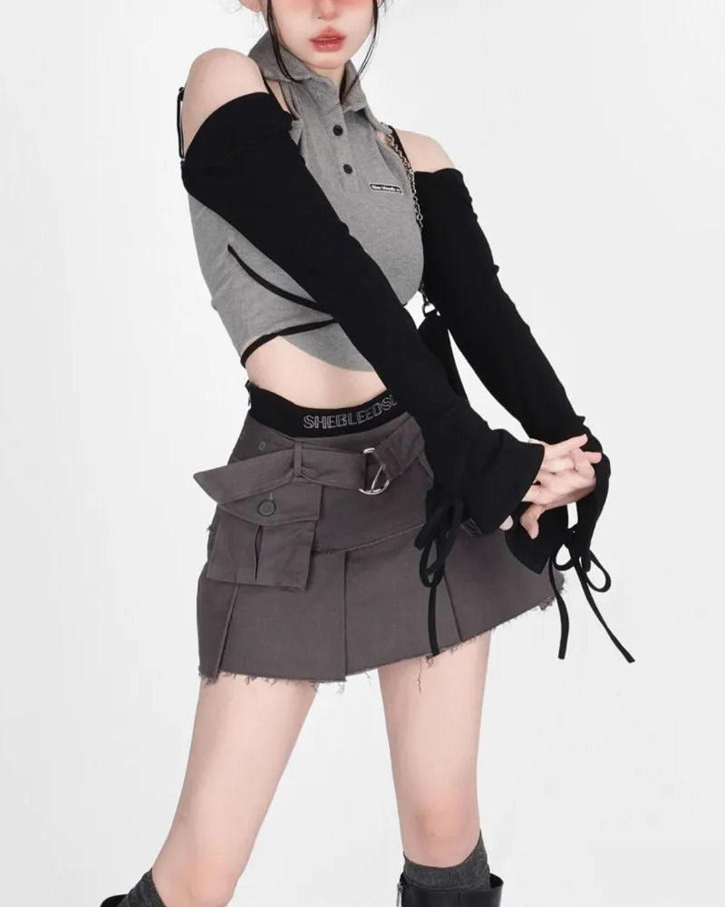Y2K Denim Cargo Skirt - 90s Grunge, Retro Summer Outfit, Y2K Fashion, Pastel Goth Style