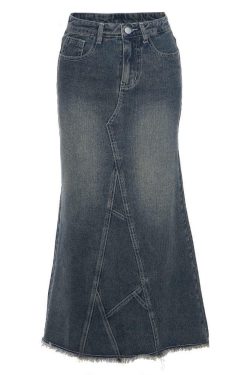 Y2K Denim Maxi Skirt - 90s Grunge, Retro Summer Outfit, Y2K Fashion, Pastel Goth Style