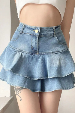 Y2K Denim Mini Skirt - 90s Grunge, Retro Summer Outfit, Y2K Party & Club Fashion