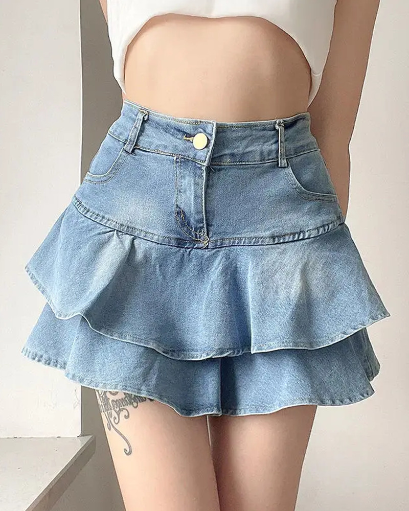 Y2K Denim Mini Skirt - 90s Grunge, Retro Summer Outfit, Y2K Party & Club Fashion