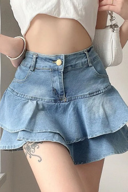 Y2K Denim Mini Skirt - 90s Grunge, Retro Summer Outfit, Y2K Party & Club Fashion
