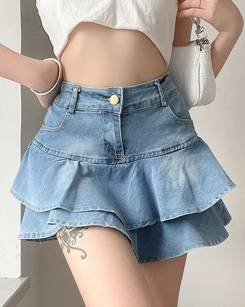 Y2K Denim Mini Skirt - 90s Grunge, Retro Summer Outfit, Y2K Party & Club Fashion