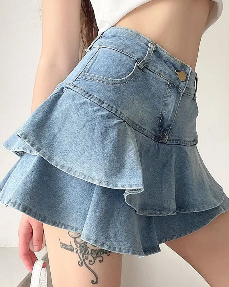 Y2K Denim Mini Skirt - 90s Grunge, Retro Summer Outfit, Y2K Party & Club Fashion