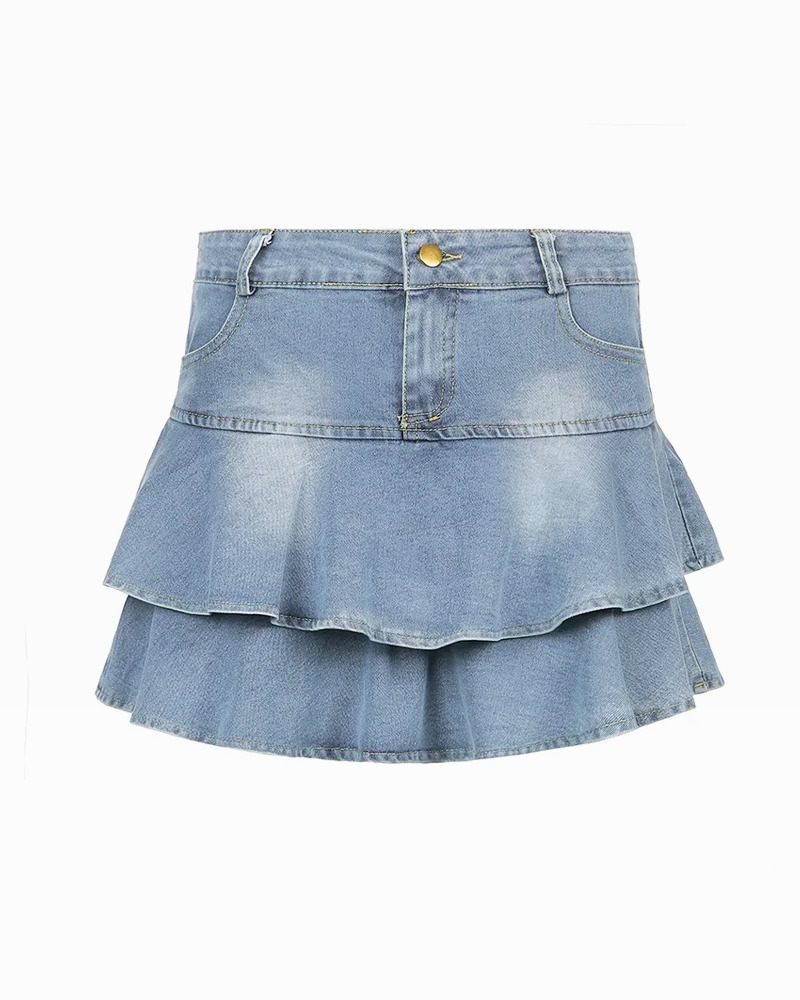 Y2K Denim Mini Skirt - 90s Grunge, Retro Summer Outfit, Y2K Party & Club Fashion