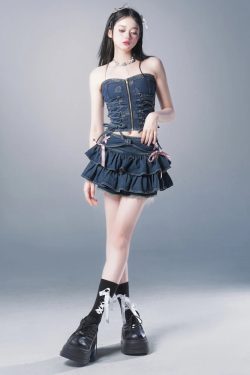 Y2K Denim Skirt - 90s Grunge, Retro Summer Outfits, Y2K Party & Club Fashion for Women