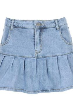 Y2K Denim Skirt - Retro 90s Grunge Summer Outfit, Y2K Party, Club, and Popstar Fashion