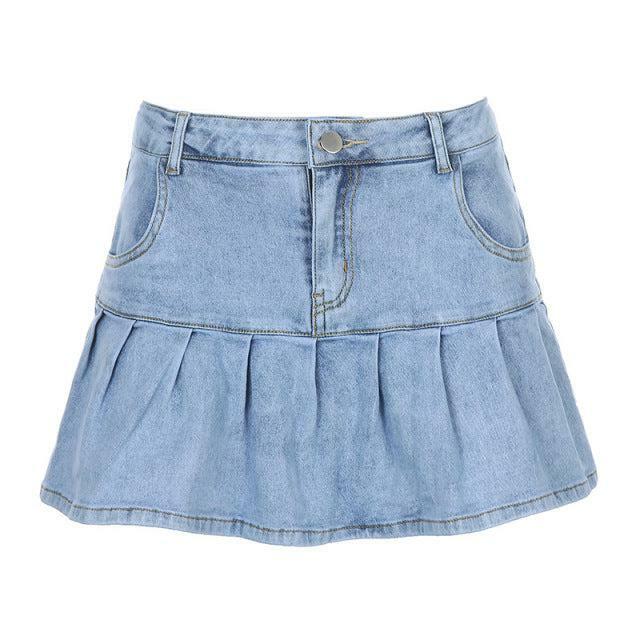 Y2K Denim Skirt - Retro 90s Grunge Summer Outfit, Y2K Party, Club, and Popstar Fashion