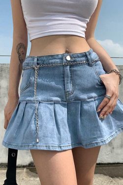 Y2K Denim Skirt - Retro 90s Grunge Summer Outfit, Y2K Party, Club, and Popstar Fashion