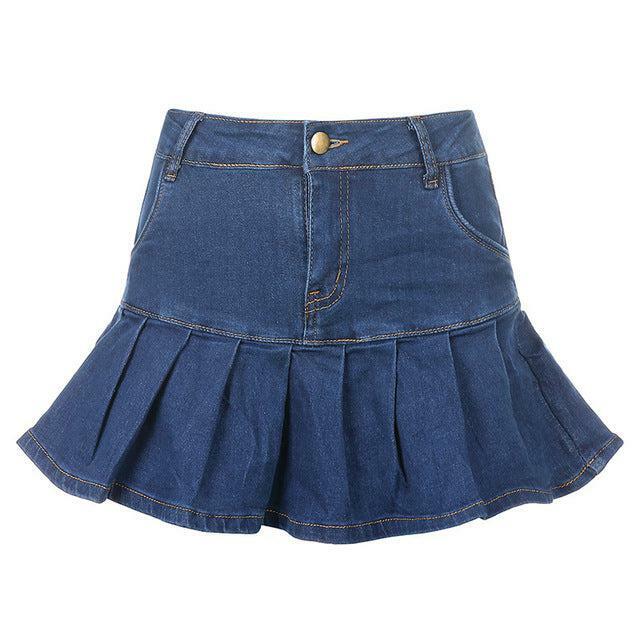Y2K Denim Skirt - Retro 90s Grunge Summer Outfit, Y2K Party, Club, and Popstar Fashion