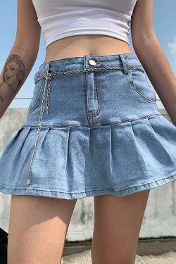 Y2K Denim Skirt - Retro 90s Grunge Summer Outfit, Y2K Party, Club, and Popstar Fashion