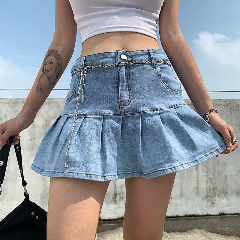 Y2K Denim Skirt - Retro 90s Grunge Summer Outfit, Y2K Party, Club, and Popstar Fashion