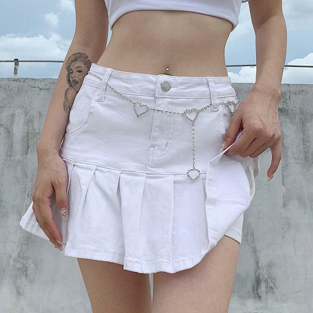Y2K Denim Skirt - Retro 90s Grunge Summer Outfit, Y2K Party, Club, and Popstar Fashion