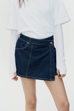 Y2K Denim Top and Skirt Set - 90s Grunge Summer Outfit, Retro Y2K Fashion for Women