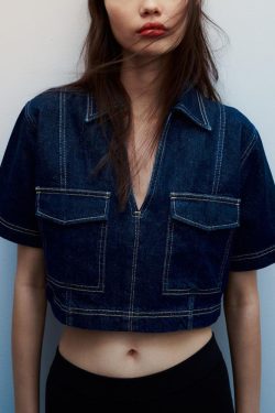 Y2K Denim Top and Skirt Set - 90s Grunge Summer Outfit, Retro Y2K Fashion for Women
