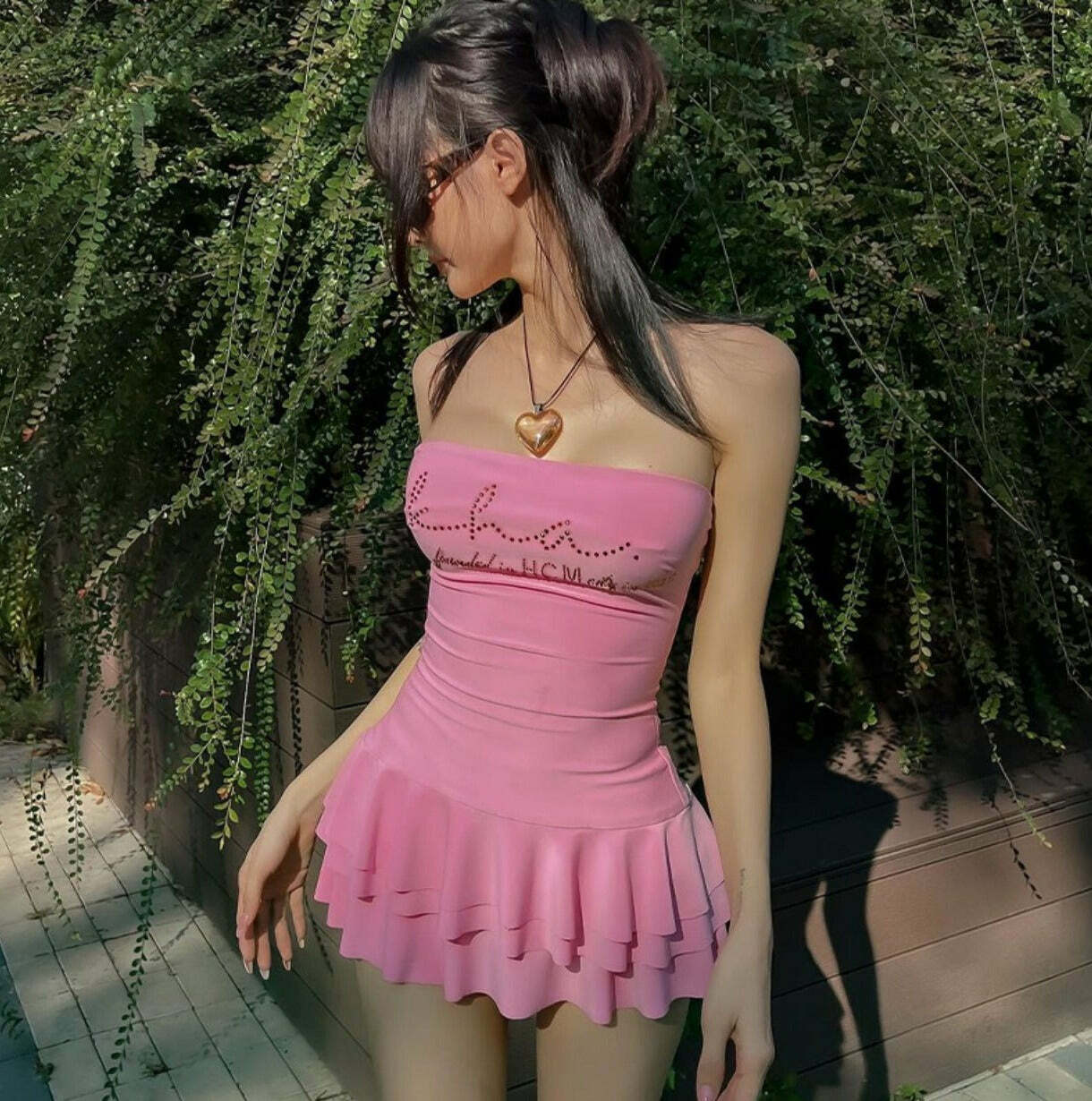 Y2K Diamond Letter Print Mini Dress - 90s Grunge, Retro Summer, Party & Club Outfits