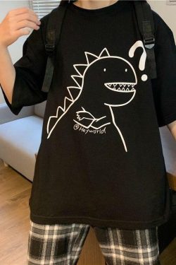 Y2K Dinosaur Shirt - Retro 90s Grunge Summer Outfit, Y2K Fashion for Women, Pastel Goth Style