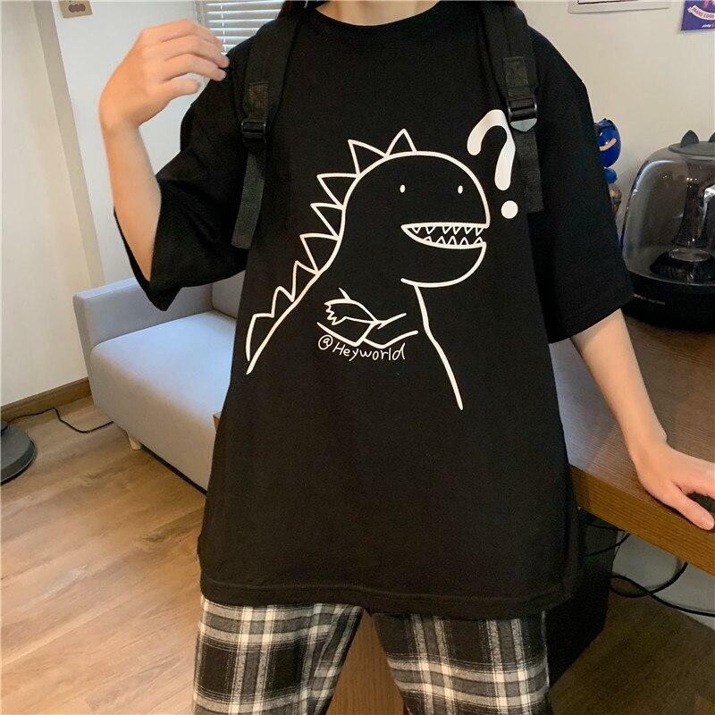 Y2K Dinosaur Shirt - Retro 90s Grunge Summer Outfit, Y2K Fashion for Women, Pastel Goth Style