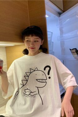 Y2K Dinosaur Shirt - Retro 90s Grunge Summer Outfit, Y2K Fashion for Women, Pastel Goth Style