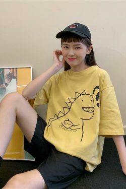 Y2K Dinosaur Shirt - Retro 90s Grunge Summer Outfit, Y2K Fashion for Women, Pastel Goth Style