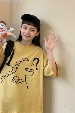 Y2K Dinosaur Shirt - Retro 90s Grunge Summer Outfit, Y2K Fashion for Women, Pastel Goth Style