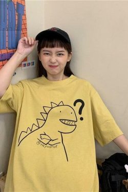 Y2K Dinosaur Shirt - Retro 90s Grunge Summer Outfit, Y2K Fashion for Women, Pastel Goth Style