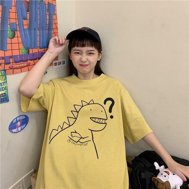 Y2K Dinosaur Shirt - Retro 90s Grunge Summer Outfit, Y2K Fashion for Women, Pastel Goth Style