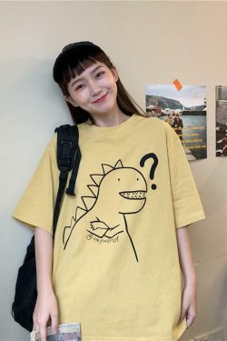 Y2K Dinosaur Shirt - Retro 90s Grunge Summer Outfit, Y2K Fashion for Women, Pastel Goth Style