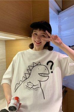 Y2K Dinosaur Shirt - Retro 90s Grunge Summer Outfit, Y2K Fashion for Women, Pastel Goth Style