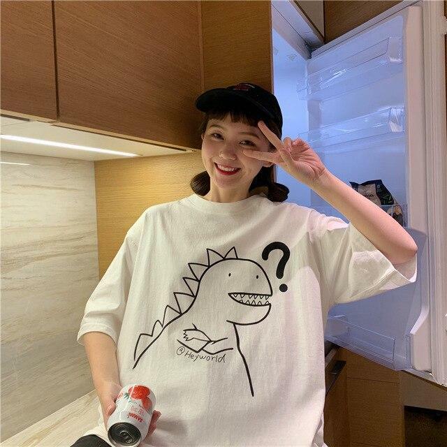 Y2K Dinosaur Shirt - Retro 90s Grunge Summer Outfit, Y2K Fashion for Women, Pastel Goth Style