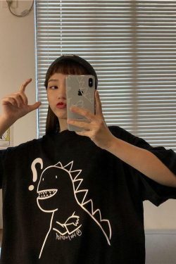 Y2K Dinosaur Shirt - Retro 90s Grunge Summer Outfit, Y2K Fashion for Women, Pastel Goth Style