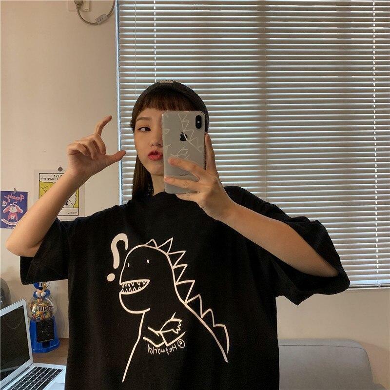 Y2K Dinosaur Shirt - Retro 90s Grunge Summer Outfit, Y2K Fashion for Women, Pastel Goth Style