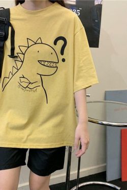 Y2K Dinosaur Shirt - Retro 90s Grunge Summer Outfit, Y2K Fashion for Women, Pastel Goth Style