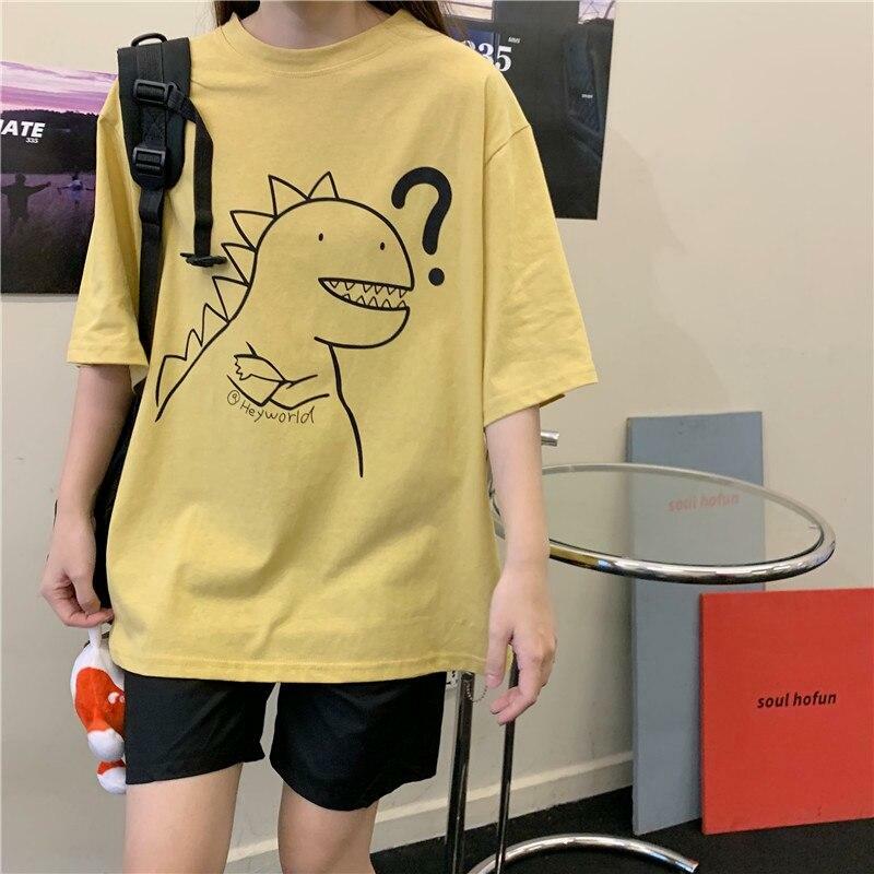 Y2K Dinosaur Shirt - Retro 90s Grunge Summer Outfit, Y2K Fashion for Women, Pastel Goth Style