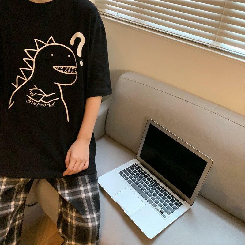Y2K Dinosaur Shirt - Retro 90s Grunge Summer Outfit, Y2K Fashion for Women, Pastel Goth Style