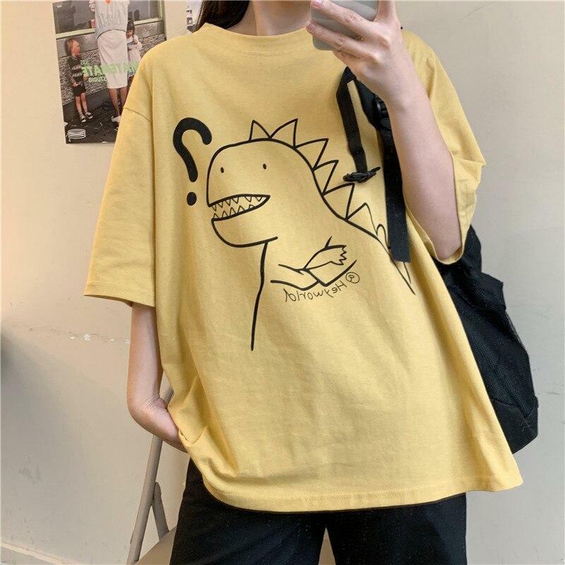 Y2K Dinosaur Shirt - Retro 90s Grunge Summer Outfit, Y2K Fashion for Women, Pastel Goth Style