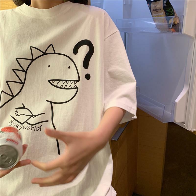 Y2K Dinosaur Shirt - Retro 90s Grunge Summer Outfit, Y2K Fashion for Women, Pastel Goth Style
