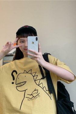 Y2K Dinosaur Shirt - Retro 90s Grunge Summer Outfit, Y2K Fashion for Women, Pastel Goth Style