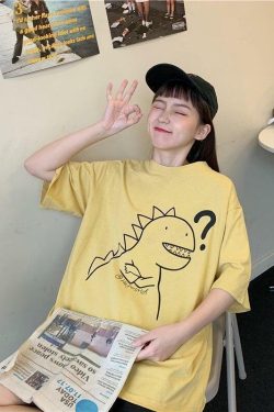 Y2K Dinosaur Shirt - Retro 90s Grunge Summer Outfit, Y2K Fashion for Women, Pastel Goth Style