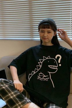 Y2K Dinosaur Shirt - Retro 90s Grunge Summer Outfit, Y2K Fashion for Women, Pastel Goth Style