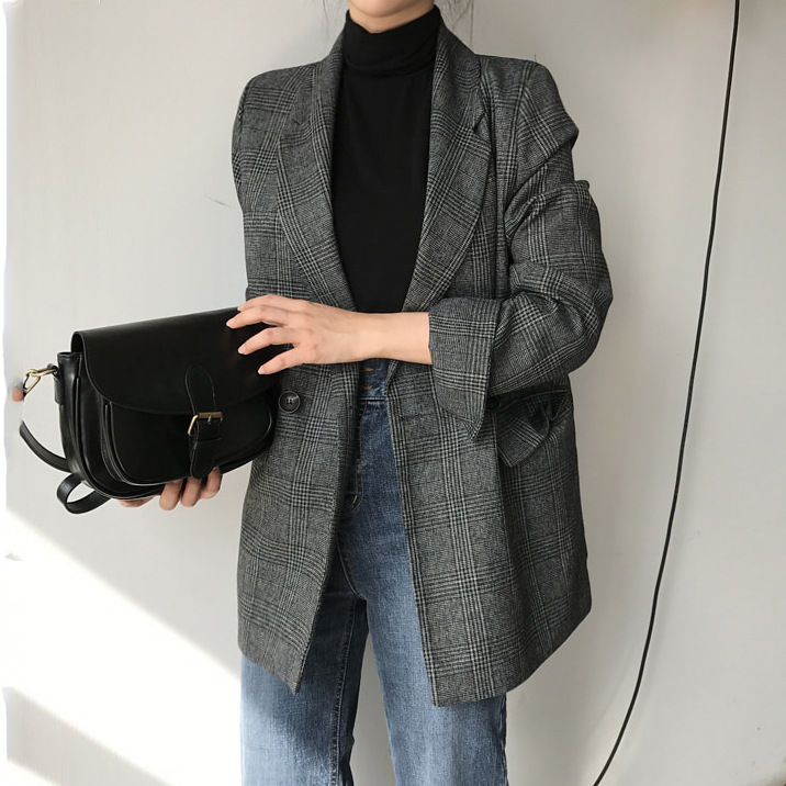 Y2K Double Breasted Plaid Blazer - 90s Grunge, Retro Style, Y2K Party & Summer Outfits