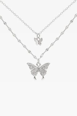 Y2K Double Butterfly Necklace - Retro 90s Grunge, Pastel Goth, Y2K Popstar, Summer Y2K Fashion