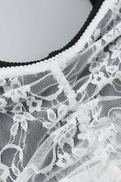 Y2K Double Layer Lace Top - Retro 90s Grunge, Summer Y2K Outfits, Pastel Goth Fashion