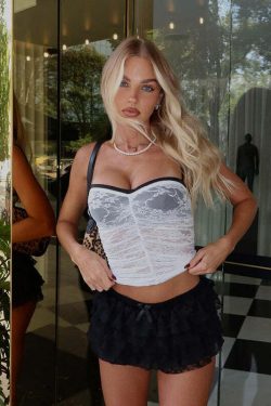 Y2K Double Layer Lace Top - Retro 90s Grunge, Summer Y2K Outfits, Pastel Goth Fashion